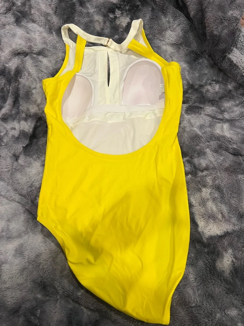 L/10 One-Piece Swimsuit lot - Yellow with White Trim & green stripes